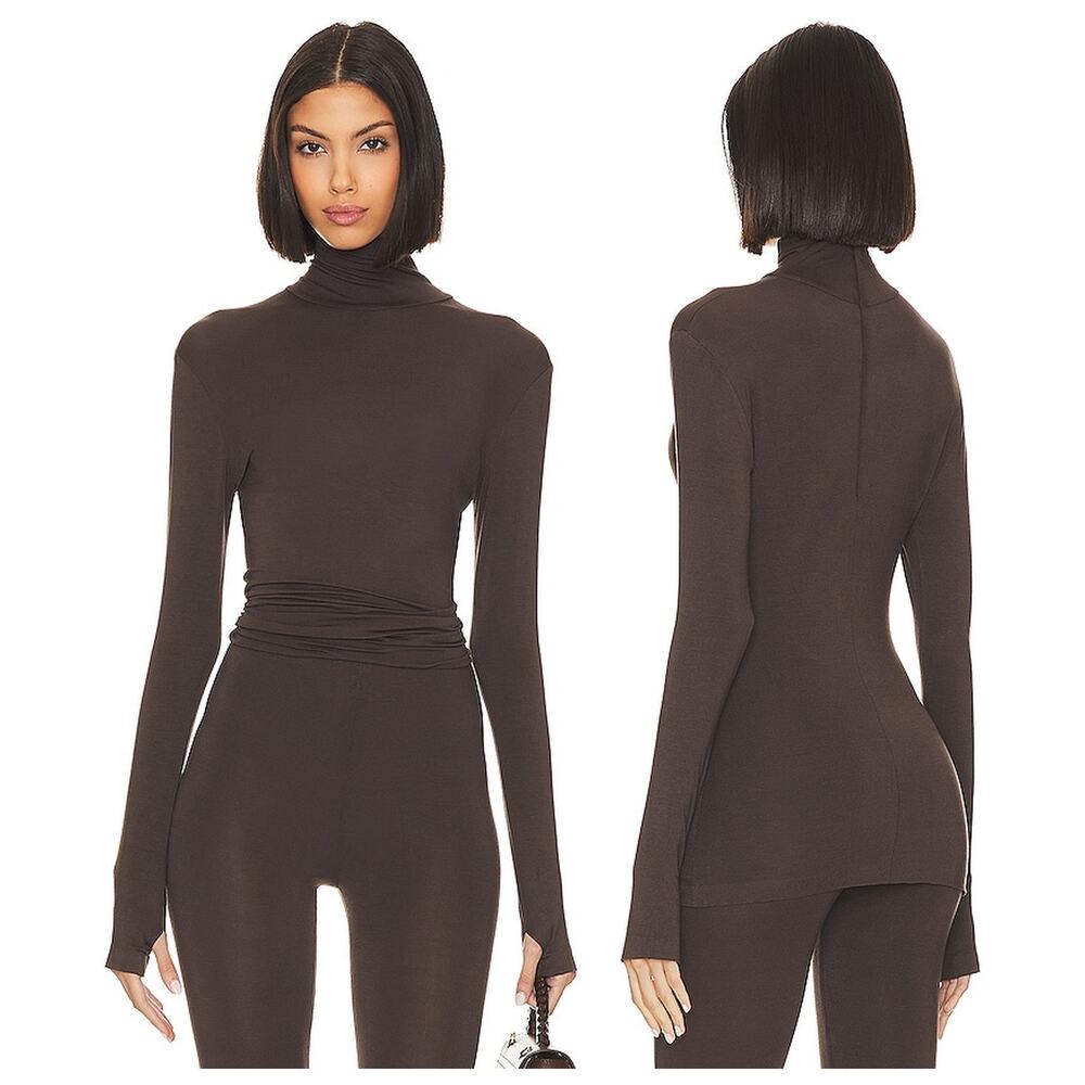 Norma Kamali Turtleneck Top Long Sleeve Work Office Fall Winter Preppy Minimal S